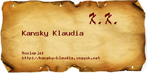 Kansky Klaudia névjegykártya